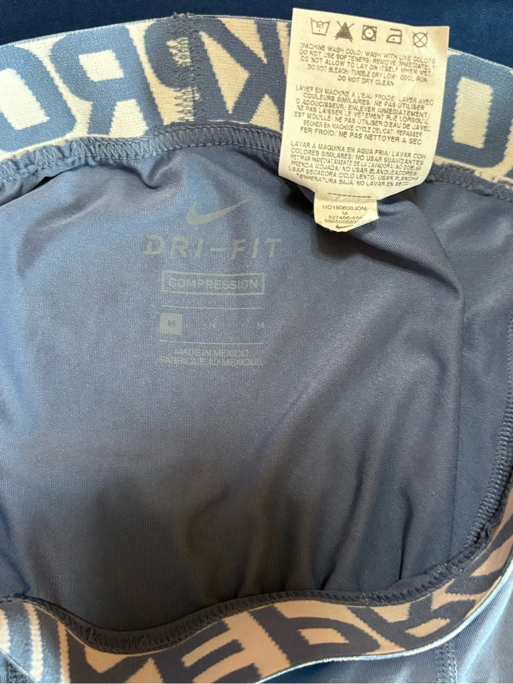 Nike Pro Leggings Women’s Medium Blue Dri-Fit Compression Athletic Pants GymWear